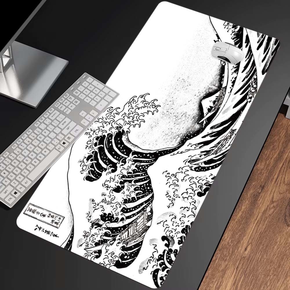 Hvit great wave musematte gamer xl hjemme stor tilpasset musematte xxl skrivebordsmatter kontor naturgummi myk pc-musematte bordmatte: 60 x 30 cm / Oransje