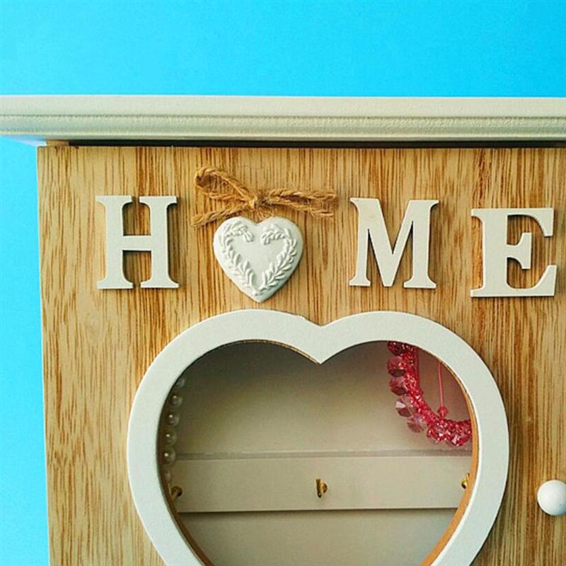 1PC European Style Wooden Key Box Wall Mounted Hanging Shelf Key Holder Jewelry Organizer