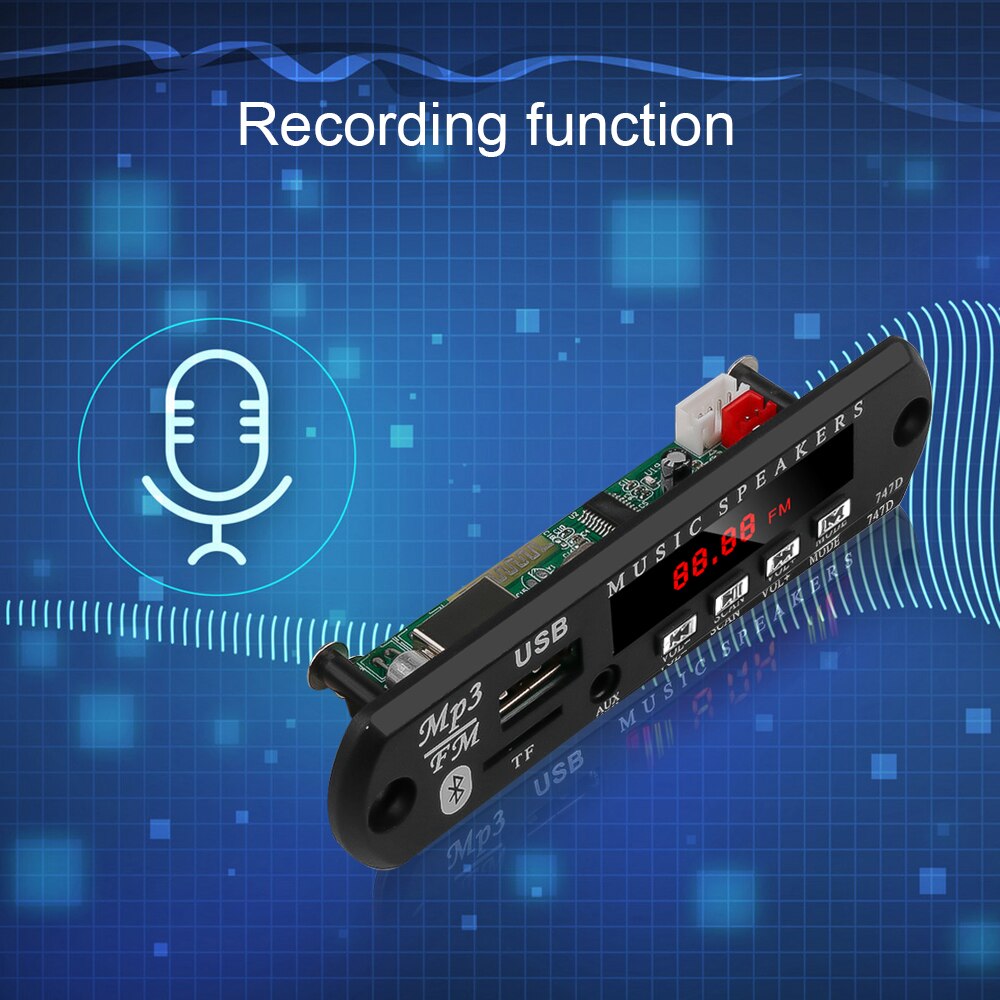 12V MP3 Module Decodering Boord Bluetooth MP3 LED DIY USB TF FM Radio Module Draadloze Bluetooth Decoder Record MP3 speler