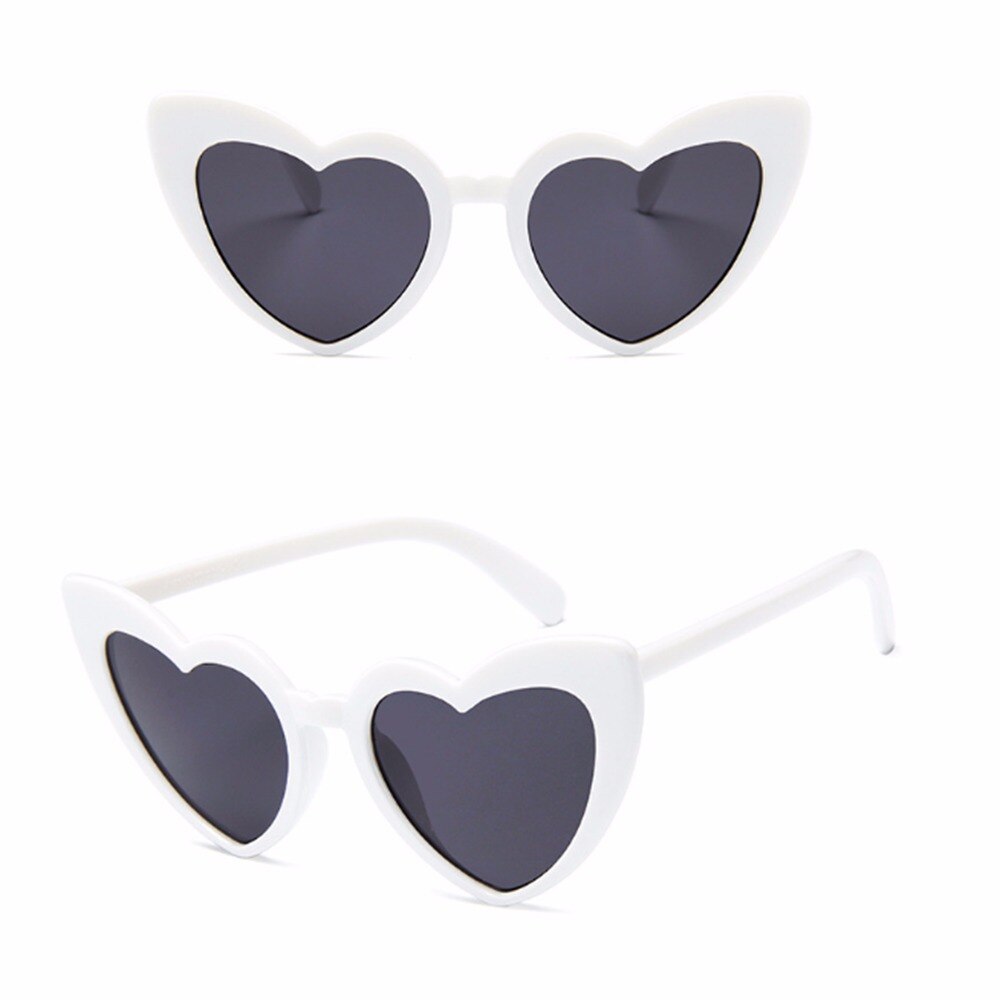 1pc retro kærligheds hjerteformede briller hjerte solbriller kvinder mærke cat eye solbriller damer shopping solbriller  uv400: Hvid