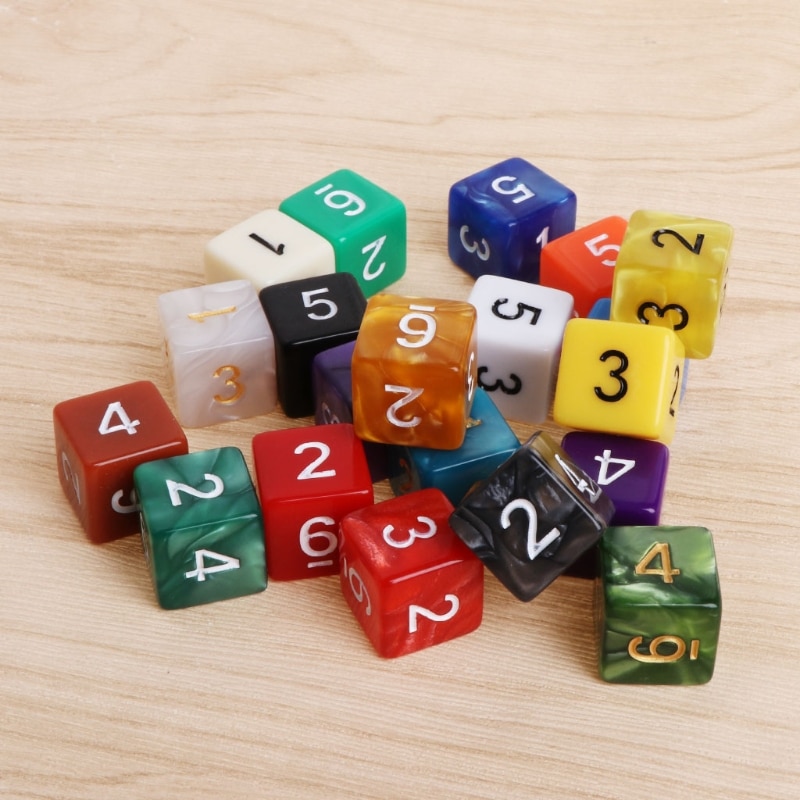 20 pcs 15mm Multicolor Acryl Cube Dice Kralen Zes Zijden Draagbare Tafel Games Speelgoed