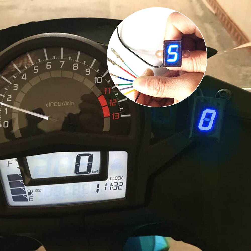 Stijl 5 Speed Universal Motorfiets Digitale Display Led Motocross Off-Road Moto Licht Neutraal Gear Indicator Monitor