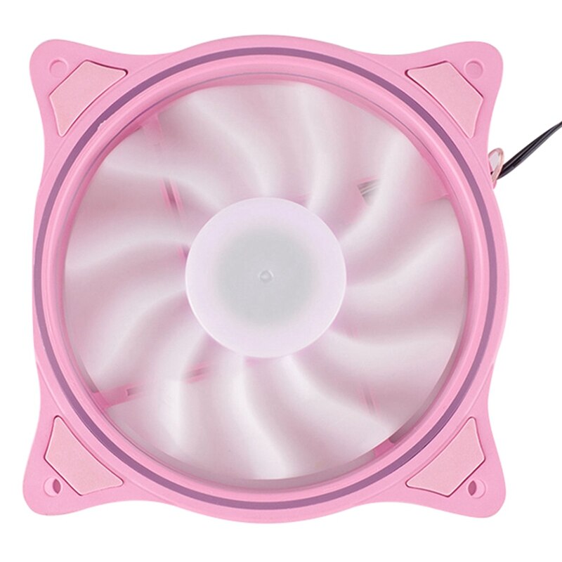12Cm Cooling Fan Aperture Inside and Outside Light Pink LED Silent High Wind Volume Computer RGB Cooling Fan