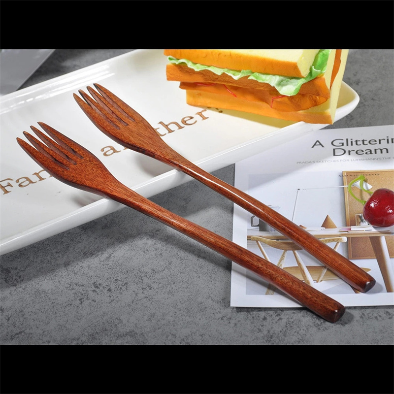 Tenedores para pastel, tenedor de postre de madera, tenedores para té, tenedor pequeño de bambú para aperitivos de frutas, vajilla, utensilios de , 1 Uds.