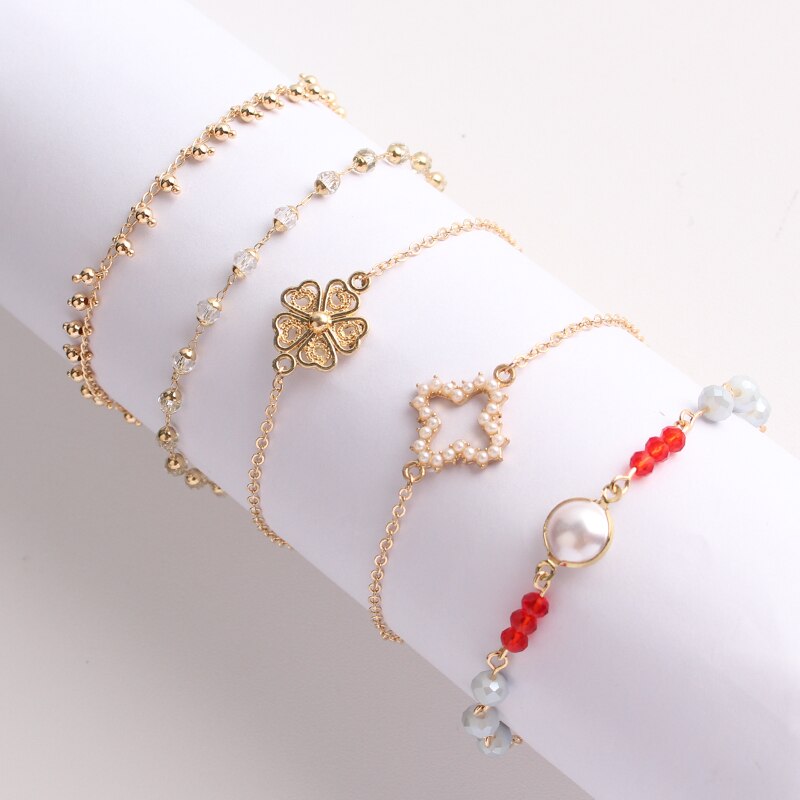 Europese En Amerikaanse Armband Sets Mode Ol Geometrische Ot Gesp Veelzijdige Hand Ornament Accessoires Vrouw Sieraden Vrouwelijke: RED