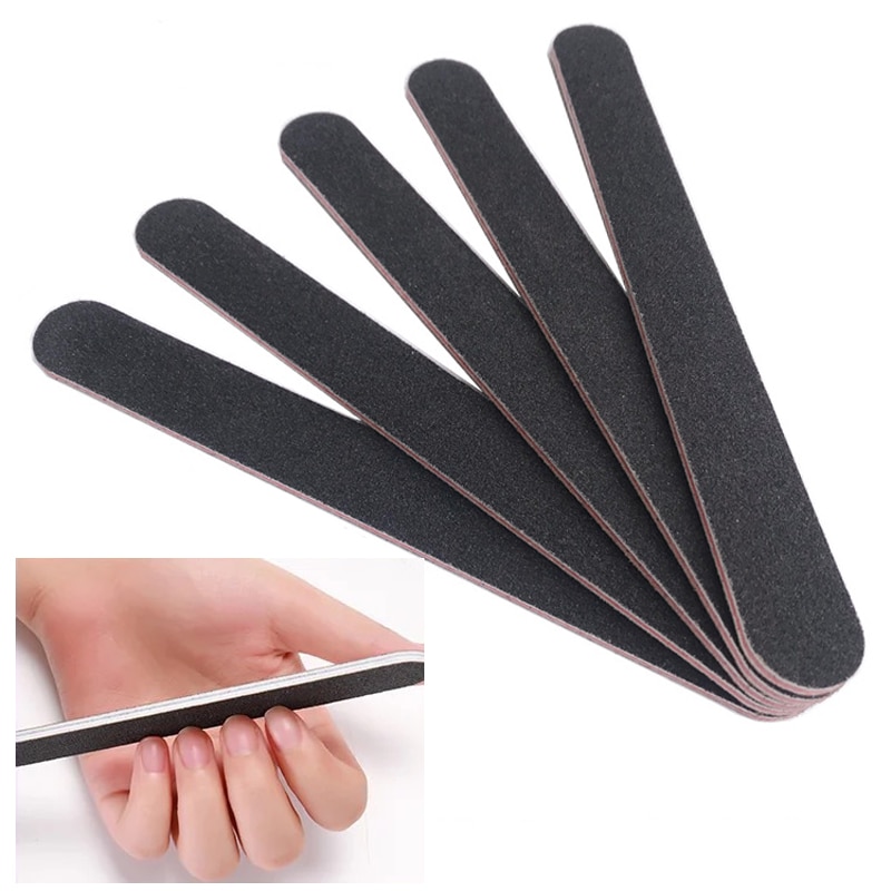 Taoye Teemo 1-5Pcs Nail File 110/180 Black Straight Manicure Gereedschap Schuren Polish Buffer Nagelvijlen Manicure gereedschap