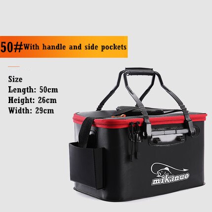 Shoulder Multifunction Fishing Bag Portable Fold Live Fish Storage Box With Oxygen Pump Bucket Tackle Outdoor Fishing Equipment: 35L Black