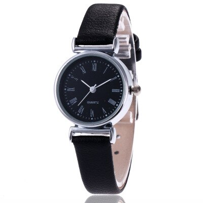 Exquisite Small Women Dress Watches Retro Leather Female Clock Top Brand Women's Mini Bracelet Wristwatches Clock: Black
