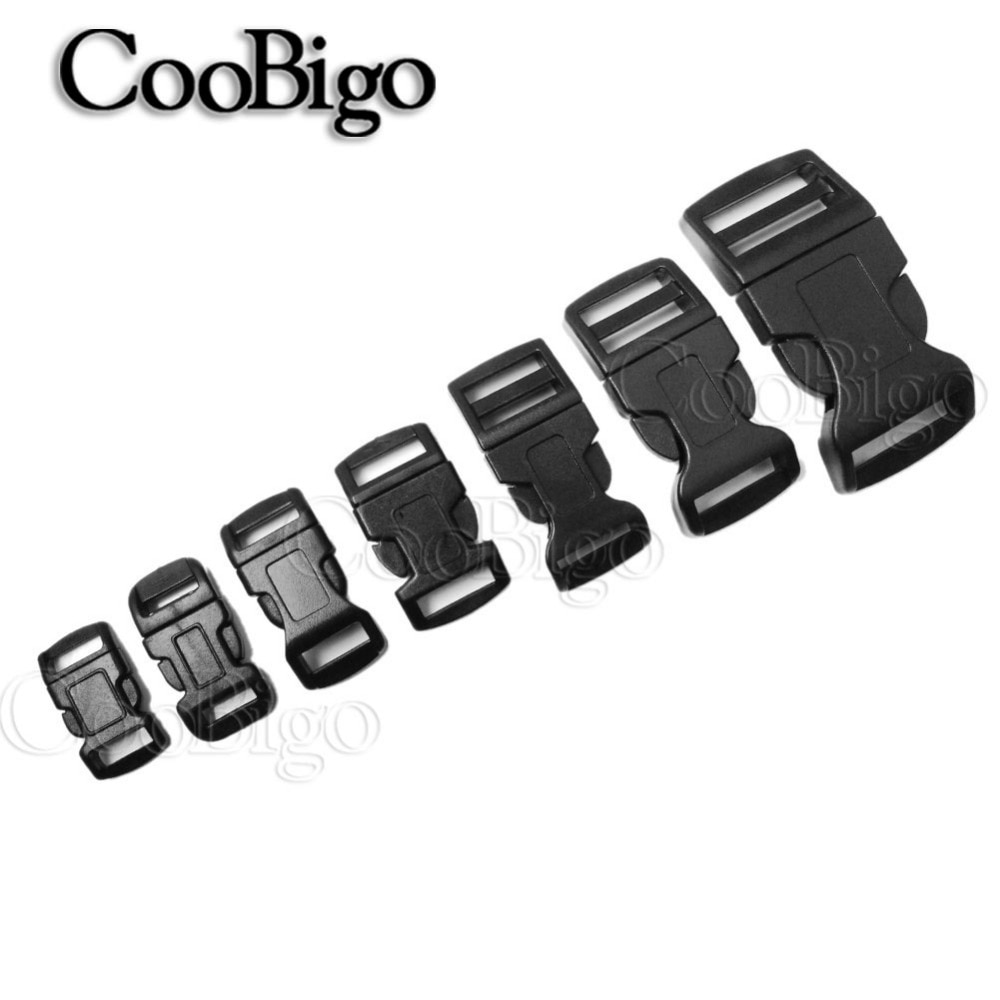 Hebilla de Liberación lateral para Collar de perro, accesorio de plástico curvado, pulsera Paracord, bolsa de mochila, piezas de 10-26mm, 5 uds.