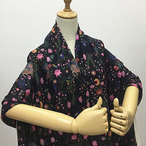 Tela de gasa de sarga de seda pura estampada Floral suave hermoso de flores, STW122