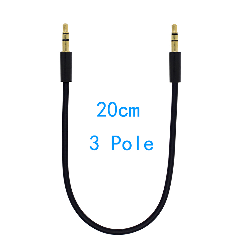 20cm Short 3.5mm Male to Male Stero Audio Cable 3 Pole 4 Pole Car AUX MP3/MP4 Audio Cable: black