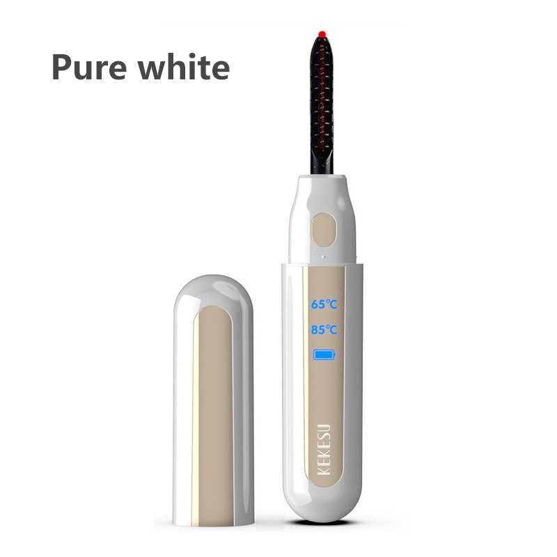 KEKESU Electric Heated Eyelash Curler LCD Display 2-Speed Adjustable USB Rechargeable Long Lasting Cosmetic Tools: white