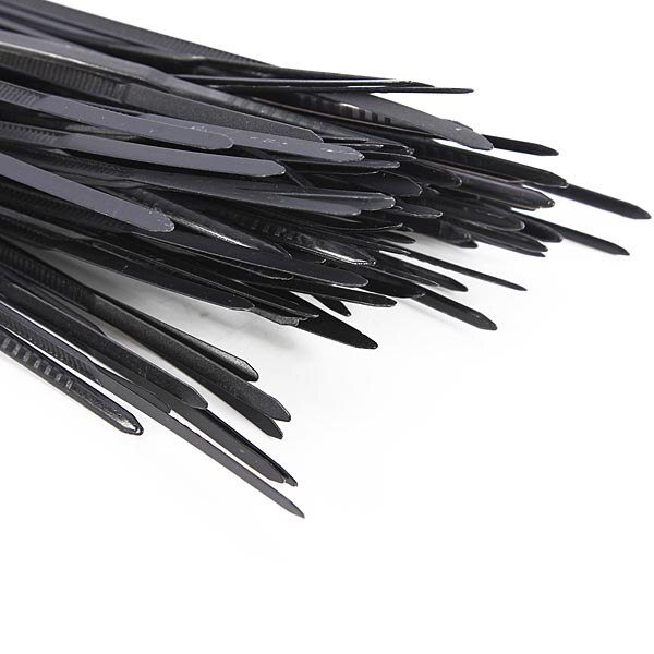 100pcs 3x200mm Black Self Locking Cable Tie Nylon Fasten Zip Wire Wrap Strap