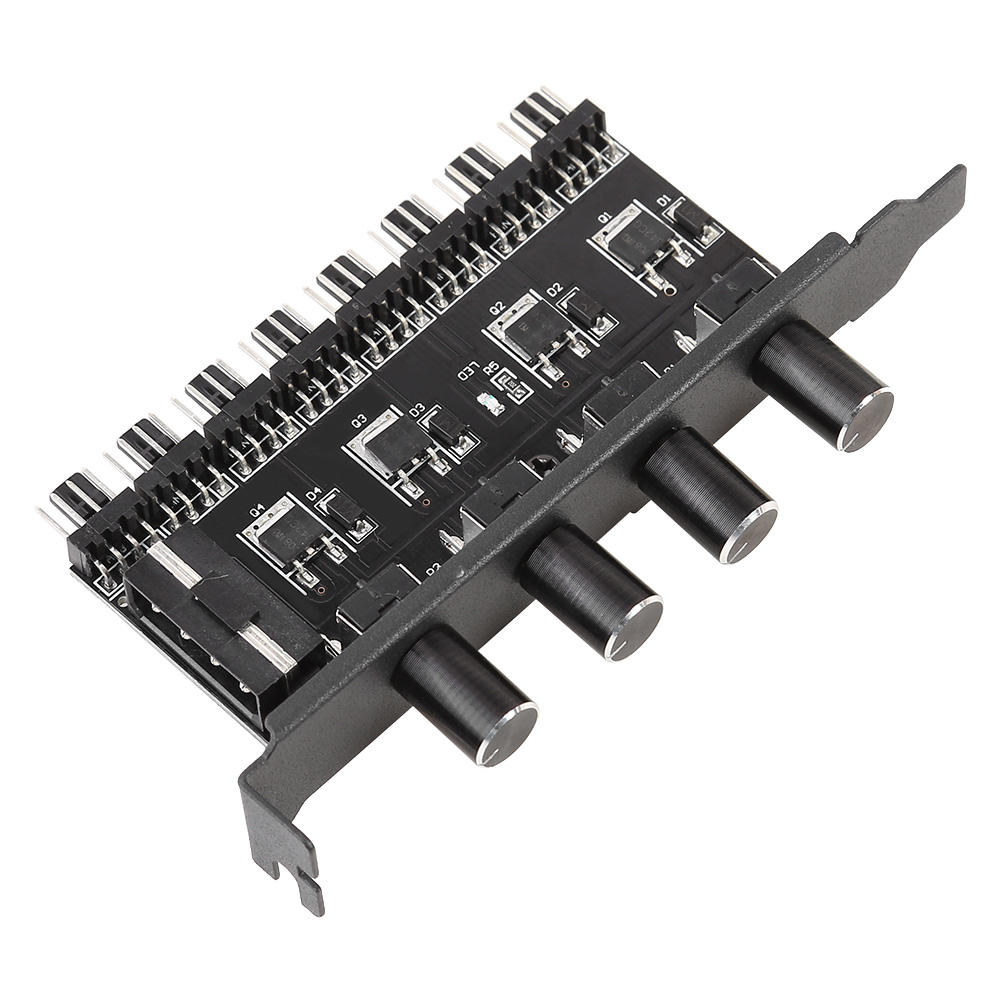 8 Channels PC Case Cooling Fan HUB 4 Knob Radiator Speed Controller 4 Pin PCI Position of PC Chassis Computer Components: 4Pin Port