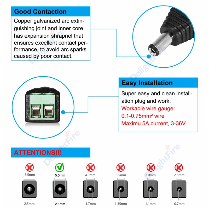 Weiblich Männlich Dc-anschluss 5.5*2,1mm Jack Plug Power Adapter Draht Anschluss Für 3528 5050 5730 LED Streifen kabel Licht CCTV Kamera