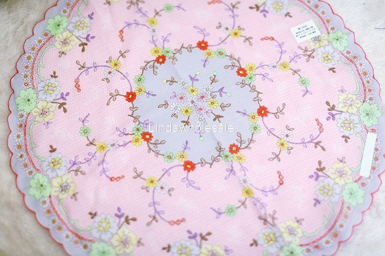 Mouchoir de poche en coton de style japonais, mouchoir rond en feuille de lotus, motif floral, meilleur pour les amis, nouveauté: Rose