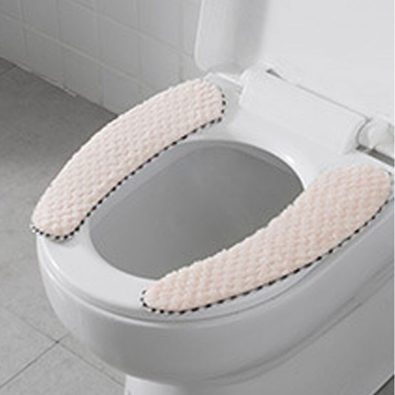 Vinter tyk pasta toiletsæde ringpude cirkel universal vaskbart badeværelsestilbehør toiletsædebetræk vandtæt: Beige