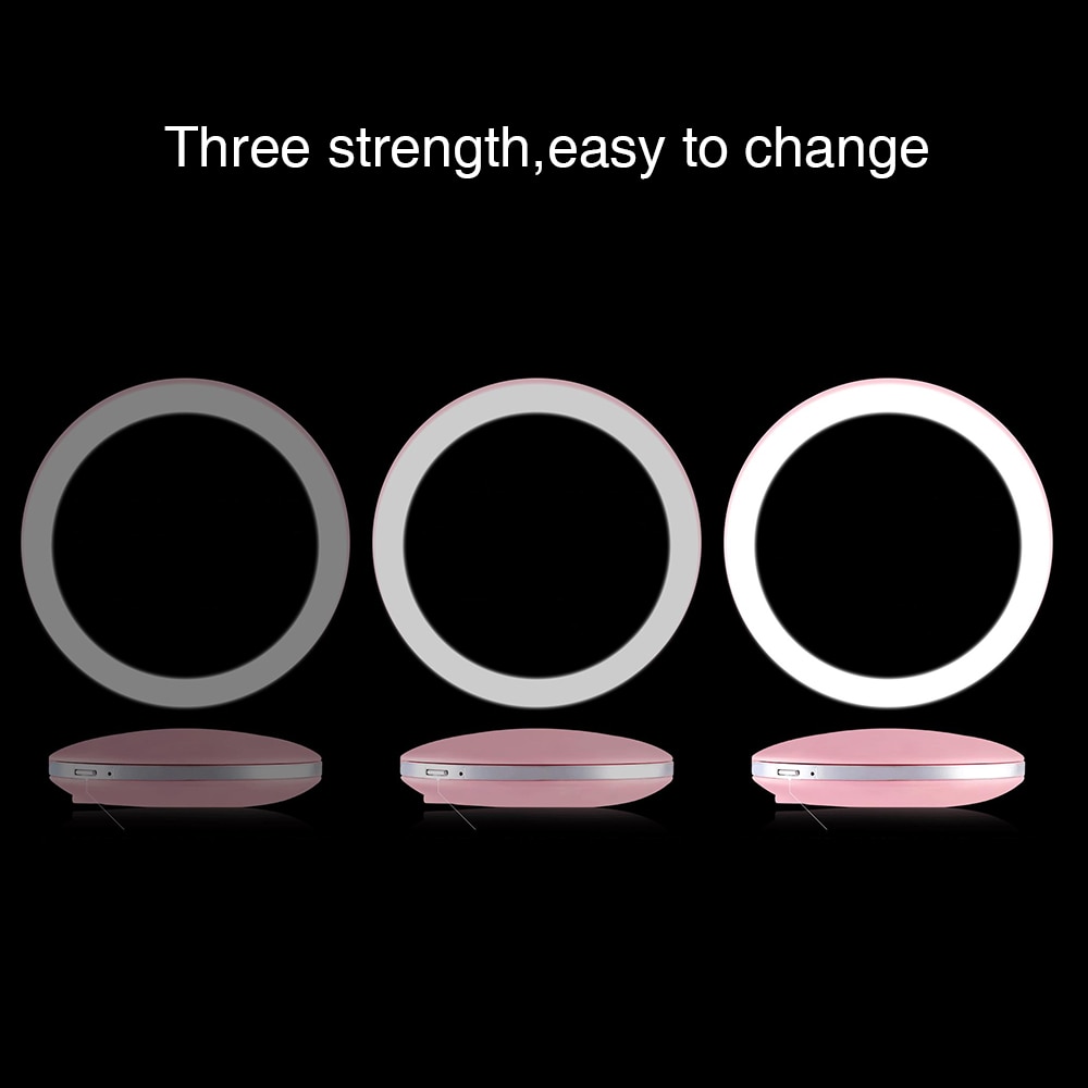 3 Lights LED Makeup Mirror 3X Magnify Hand Held Fold Mini Portable Micro USB Connect Cable Built-in Battery Chargeable mirror