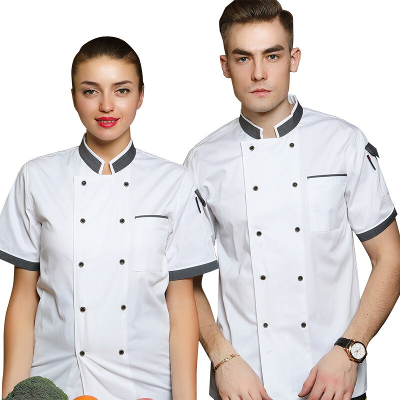 Chef Uniform Men Long Sleeve Restaurant Chef's Cake Shop Bakers Bakery Canteen Staff Dress With Short Sleeves