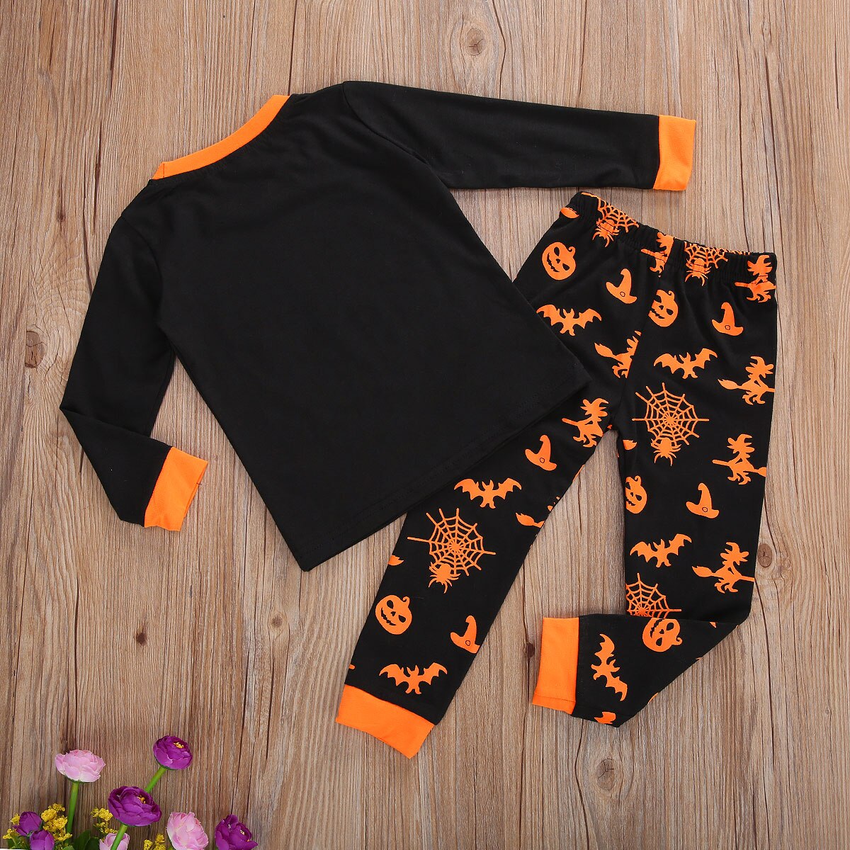 Infant Baby Halloween Pajamas, Jogger Pants Suit, Pumpkin Spider Printed Round Neck Long Sleeve Sleep Trousers2Pcs