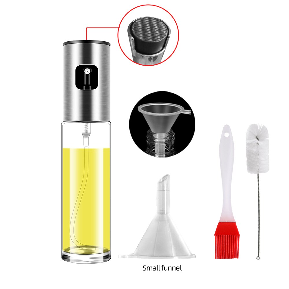 Kitchen Olive Oil Bottle Dispenser Glass Oil Pump Spray Bottle Sprayer for Oil and Vinegar Leak-Proof BBQ Sprayer Cookware Tools: Set A (Glass Bottle)