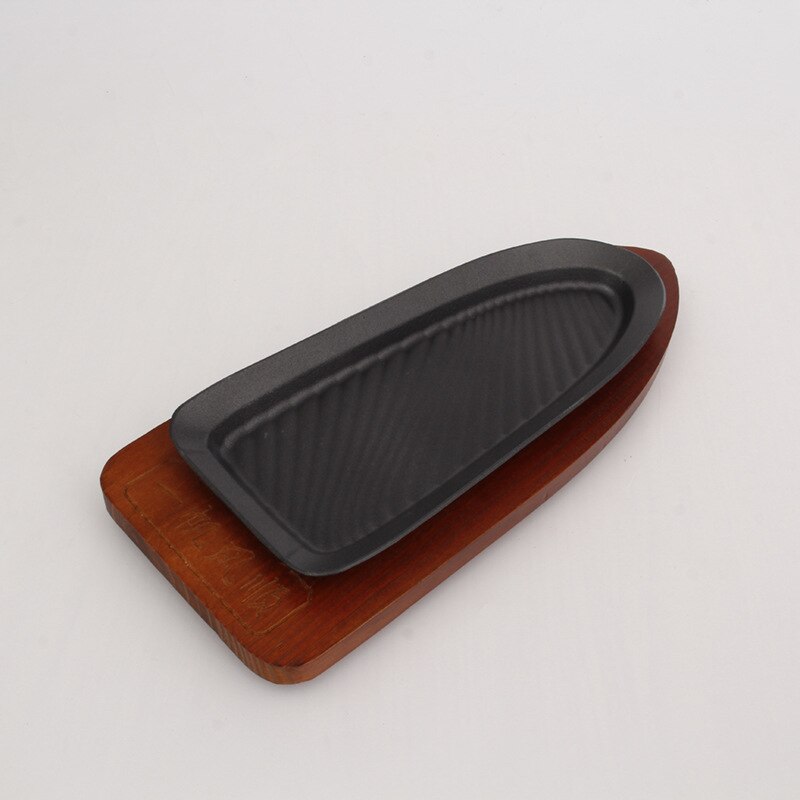Olla triangular antiadherente para freír platos de hierro fundido, olla para freír, Base de madera, utensilios de cocina, horno de Gas eléctrico: Default Title