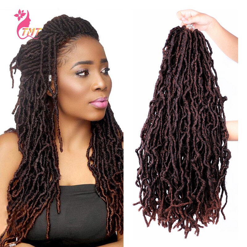 Faux locs hæklet flettet hår syntetisk langt sort blødt nu locs hæklet hår dreadlock hair extensions 24 '' 20 tråde/pakke