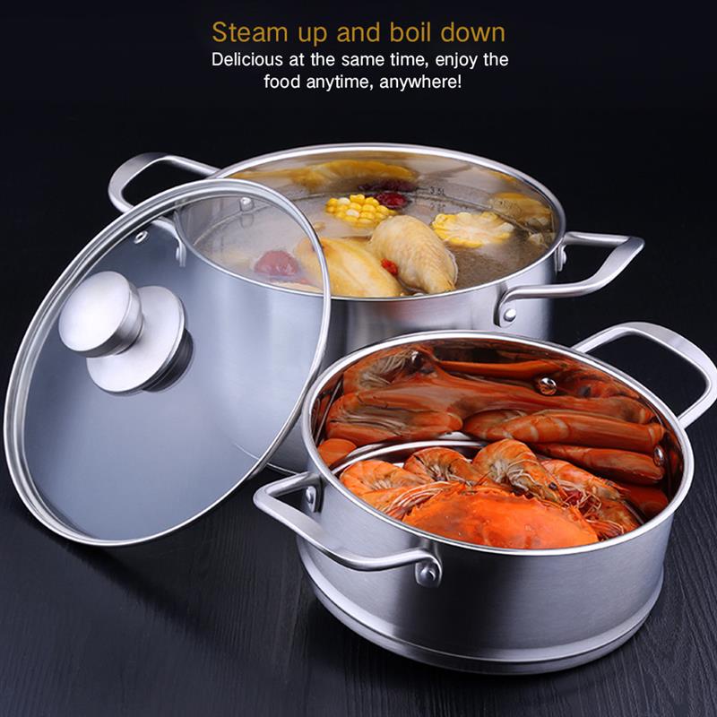 304 Stainless Steel Three Layer Thick Steamer Pot Soup Steam Pot Universal Cooking Pots For Induction Cooker Gas Stove Steam Pot