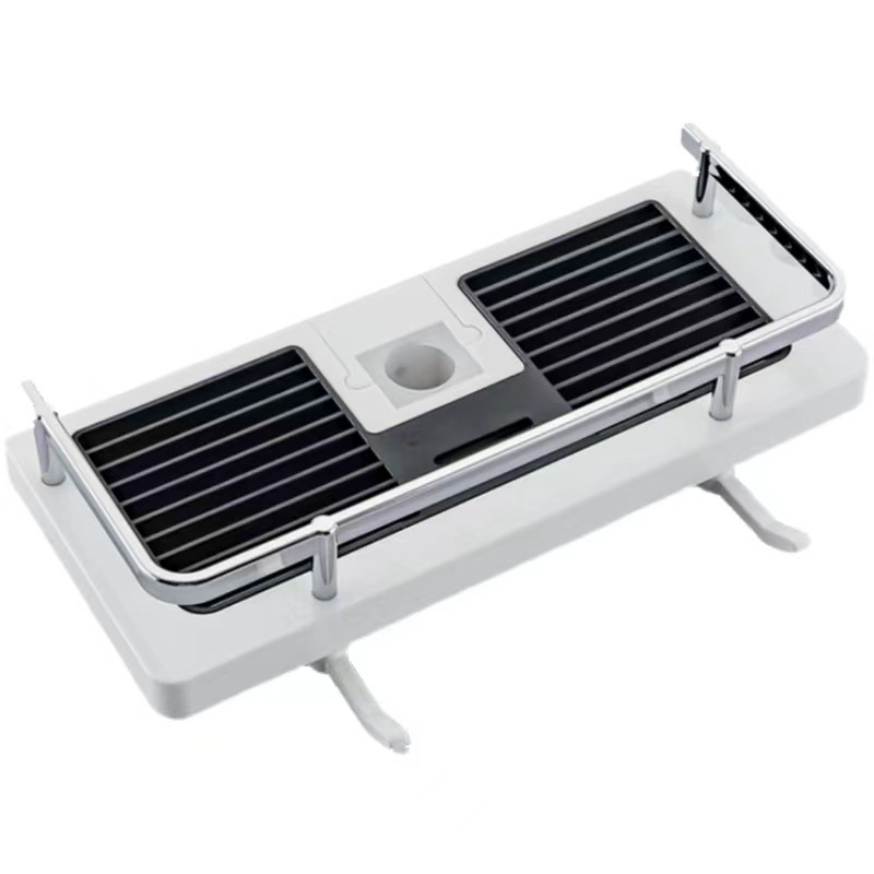 Badkamer Douche Opbergrek Organizer Geen Boren Hefstang Douchekop Houder Douchegel Shampoo Lade Houder Paalplanken: WHITE