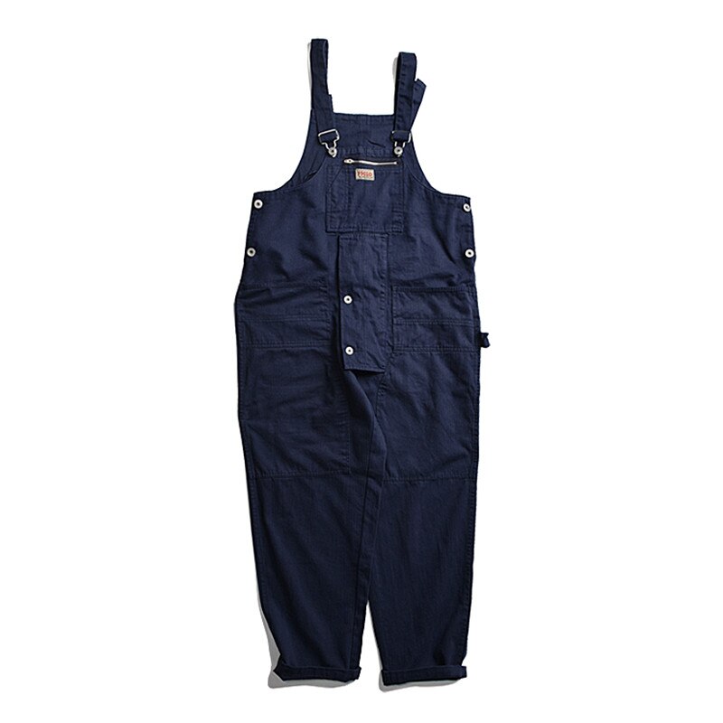 Ensfarvet herre jumpsuit streetwear smækbukser mærke afslappet seler løse bukser cargo overalls herre: L / Blå