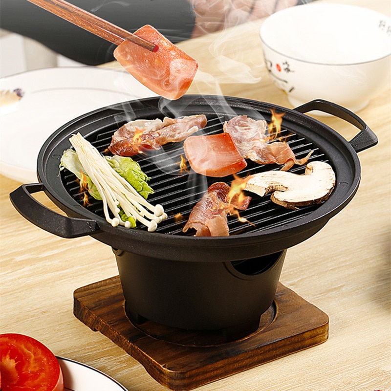 Mini parrilla coreana para barbacoa, estufa japonesa de Alcohol, parrilla de barbacoa sin humo para el hogar, placa para barbacoa al aire libre, herramientas para asar carne