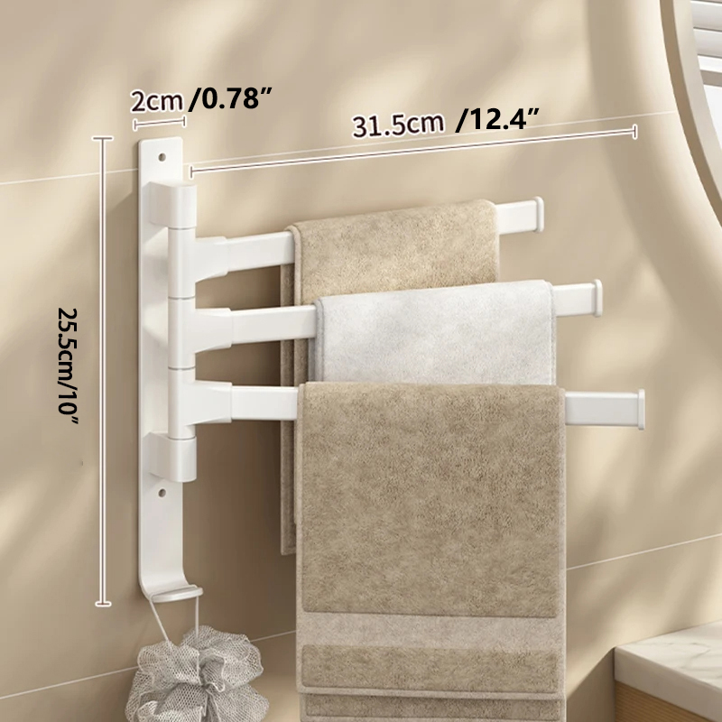 Bathroom Towel Rack Rotatable Towel Holder Space Aluminum 2/3/4/5-Bar Towel Hanger Kitchen Shelf Paper Hanging Wall Mounted: Burgundy