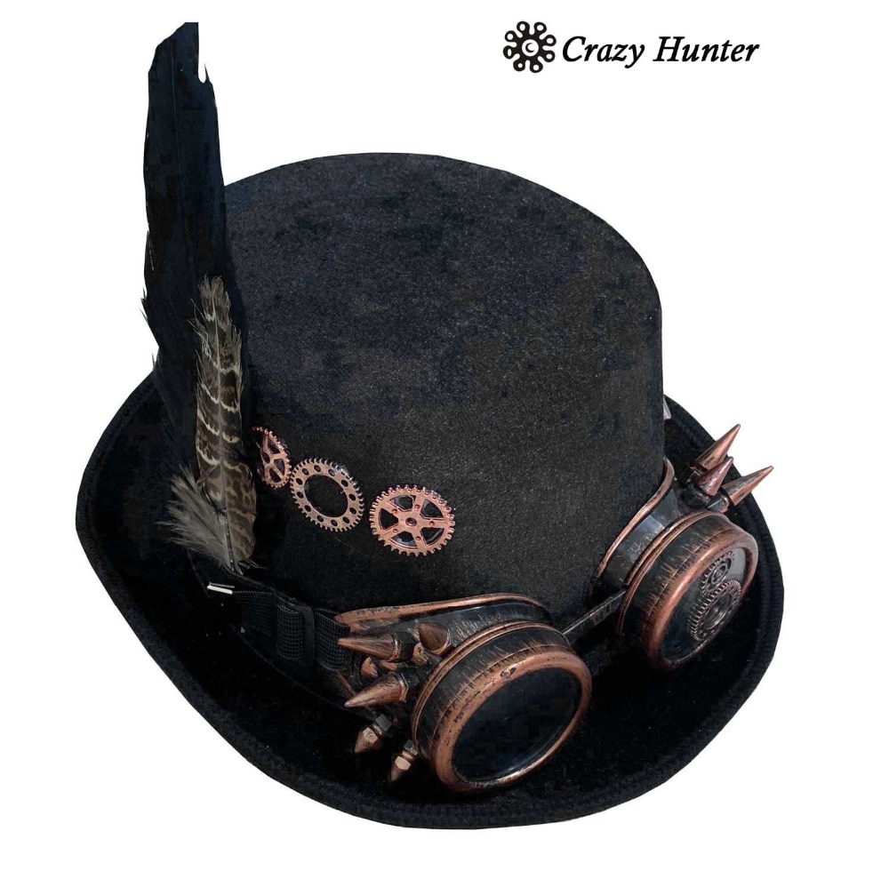 Punk Goth Steampunk Hoed met Bril Cosplay Kostuum Hoeden