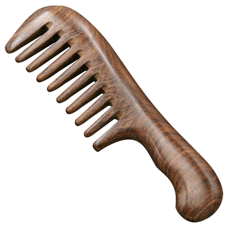 Sandalwood Wide Tooth Comb Curly Hair Portable Coarse Tooth Wooden Comb Hair Massage Tool: coarse teeth