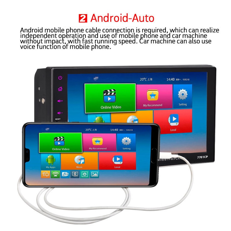 Car Radio MP5 Mirror Link Rear View Camera USB Full HD FM Remote Control 2din 1024P Bluetooth Android 7” AUX IN ISO