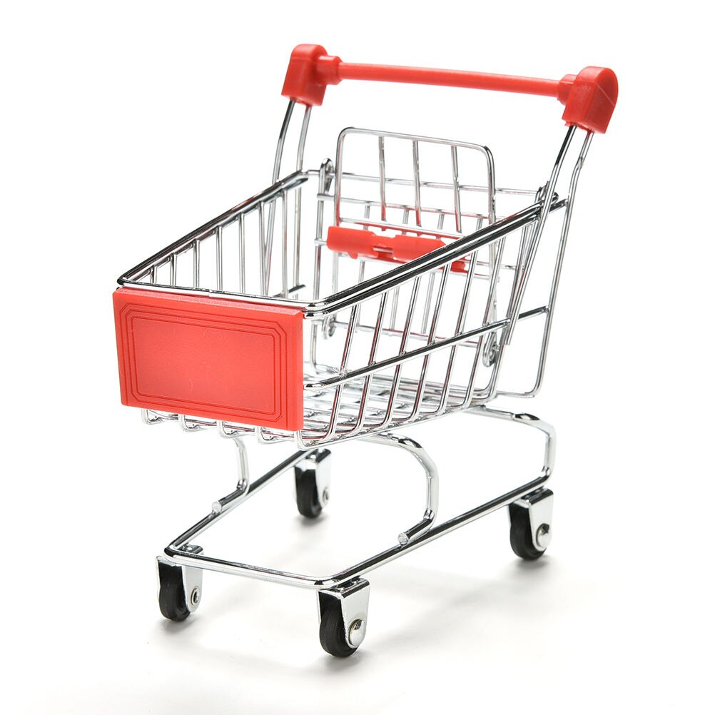 Färgglada roliga mini stormarknad kundvagn vagn husdjur fågel papegoja hamster leksak 1 st: Röd