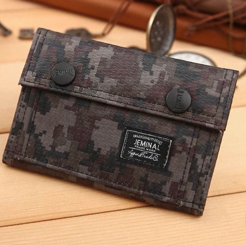 Mænd canvas clutch pung id bifold camouflage kreditkortholder pung mesh lomme kort pung kort taske lynlås spænde: 01