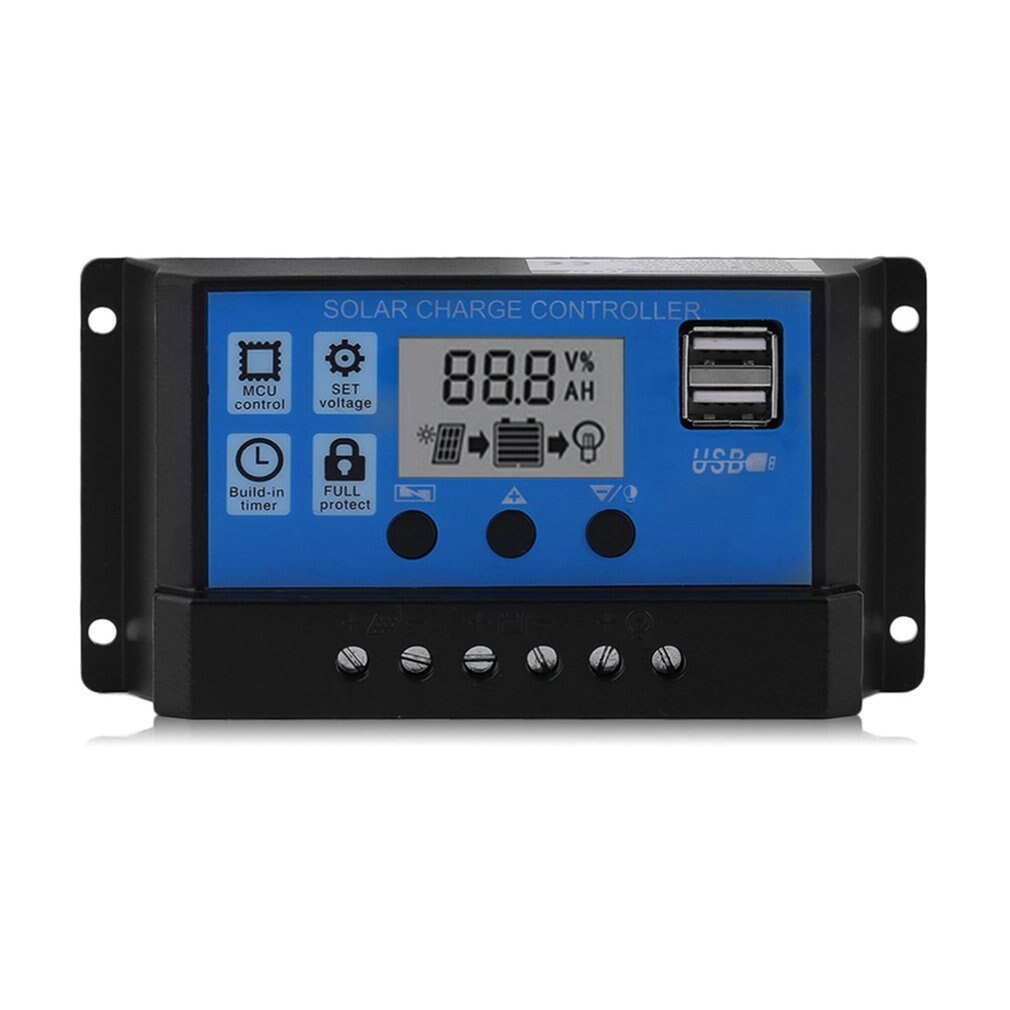 Dual USB 12V/24V 10A Solar Panel Controller Battery Charge Regulator LCD Display Regulator Solar Controller