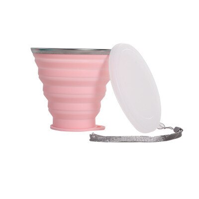 Gobelet de voyage rétractable en Silicone, à presser, pliable, pour boire du thé, Portable, télescopique, pour l&#39;extérieur: 250ml Pink