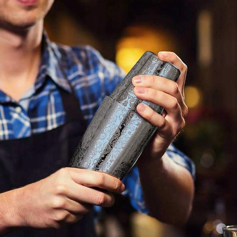 Cocktail shaker boston shaker 304 rustfrit stål barra de ferramentas gravering boston cocktail shaker tin sæt
