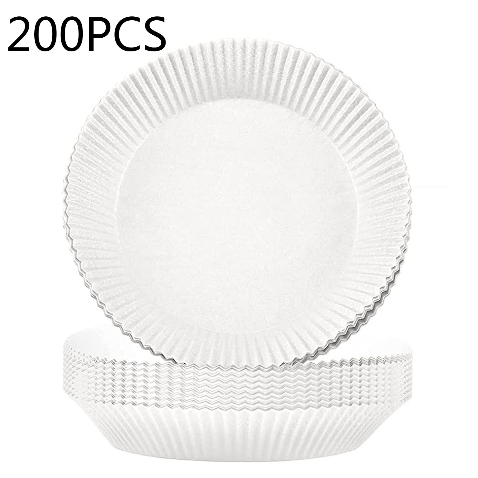 100/50pcs 16cm Friteuse à Air Jetable Papier Doublure Antiadhésive Tapis Parchemin Pâte De Bois Vapeur Rond Papier Doublure: White 200PCS