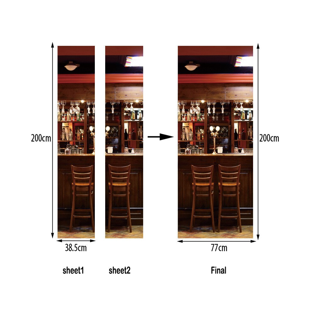 Europese Restaurant Deur Sticker Universele 3D PVC Behang DIY Waterdichte Muurschildering Sticker Voor Woonkamer Slaapkamer Home Decor