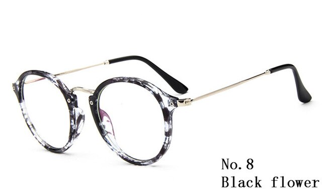 Gafas redondas transparentes con montura transparente para mujer, anteojos para miopía, montura de gafas para hombre, gafas ópticas contra rayos azules,: black floral