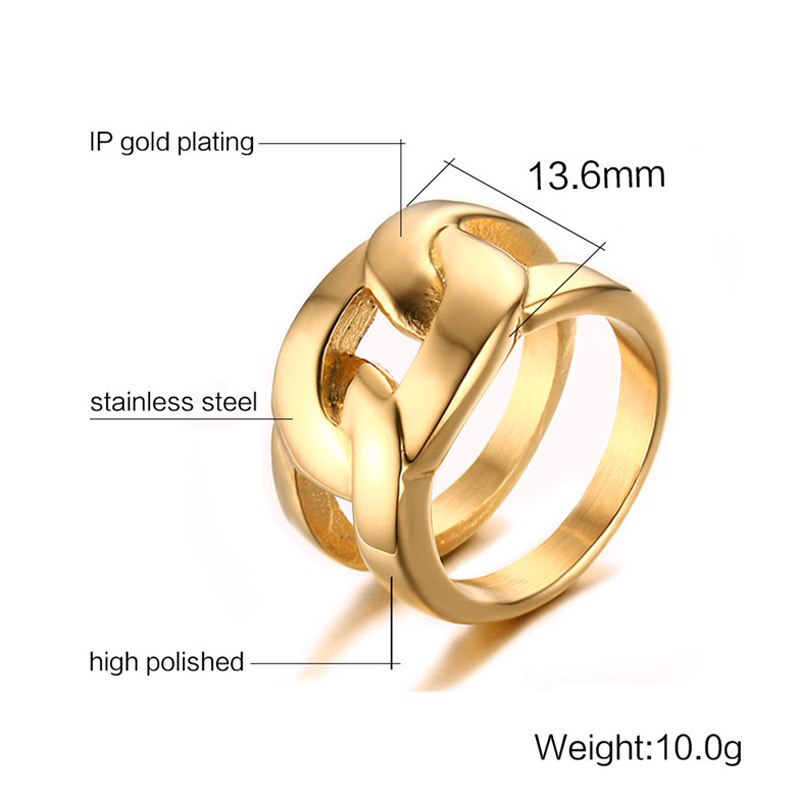 Zorcvens Goud Kleur Grote Bruiloft Engagement Ring Rvs Club Party Ringen Voor Vrouwen Sieraden