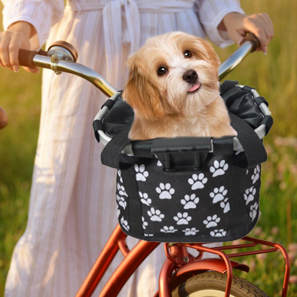 Kæledyrscykelkurv aftagelig cykelstyr kurv foldning lille kæledyr kattehund transportør cykeltaske i kurv
