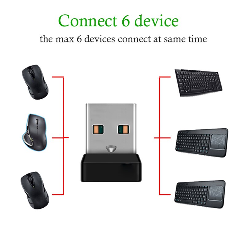 Wireless Dongle Receiver Unifying USB Adapter For Logitech Mouse Keyboard Connect 6 Device ForK800 K750 K520 K350 K340 K320 Etc