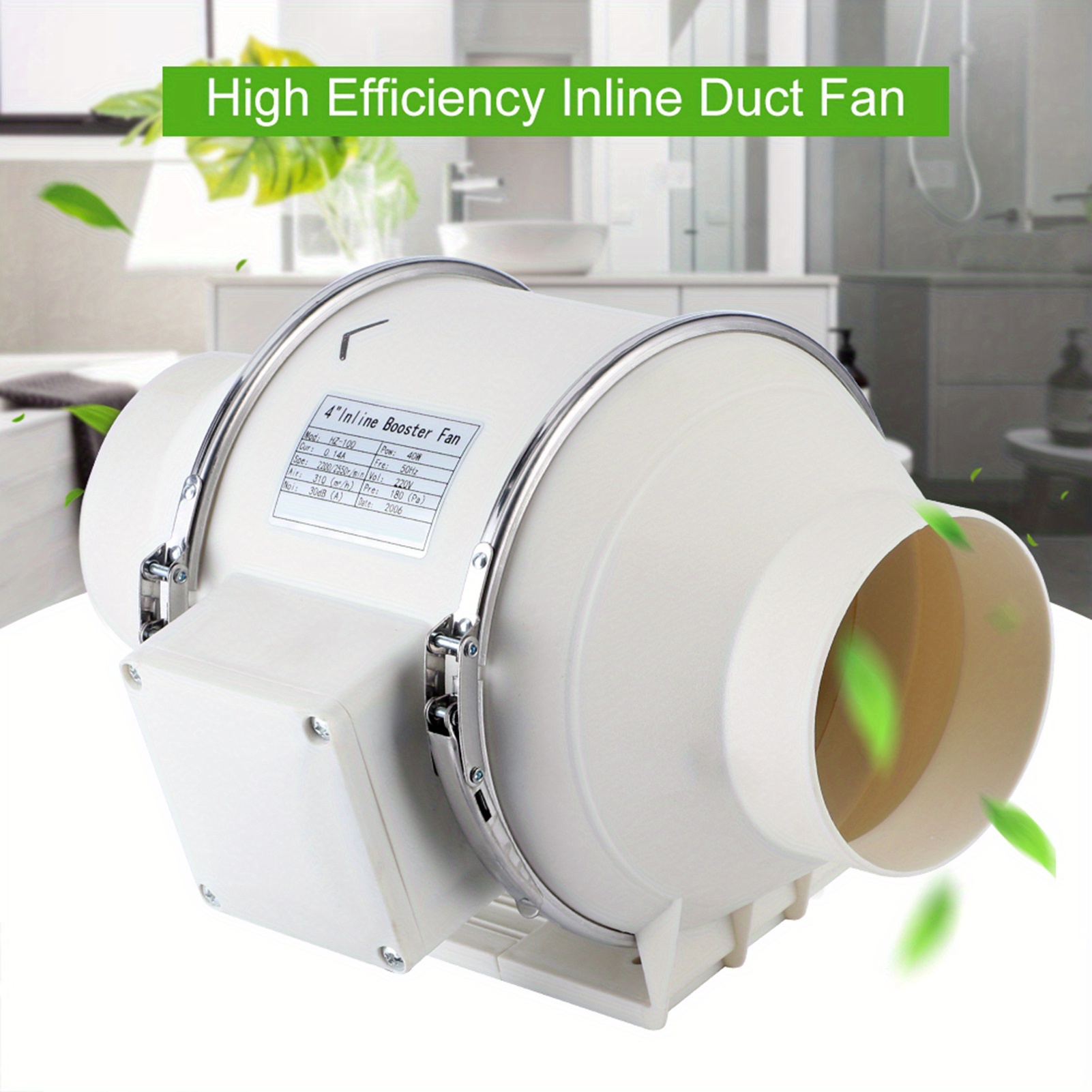 Hocheffizienter Inline-Kanalventilator-Extraktor, leiser Betrieb für Badezimmer, Küchen und Wohnungen, Ideal für hohe Luftfeuchtigkeitsbereiche