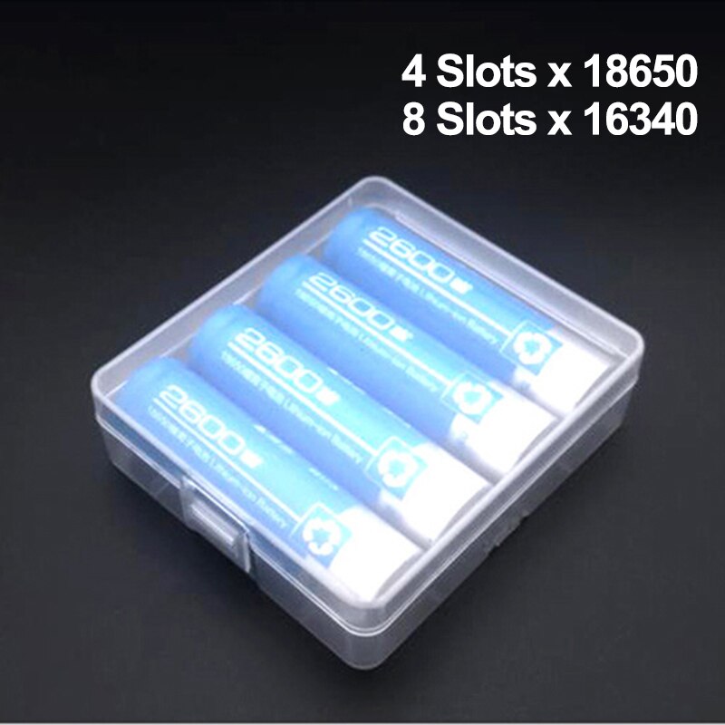 Hard Plastic Battery Case For 18650 Battery Holder Storage Cases For 2/4/8 16340 AA/AAA Rechargeable Battery Container Box: X4 Slots 18650