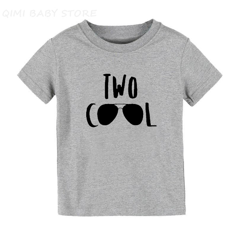 2 Jaar Oude Kid Verjaardag T-shirt Twee Cool Print Grappige Peuter Jongens Meisjes Korte Mouw Party T-shirt Kinderen Leuke T shirt Kleding: Grijs / 1-2Y