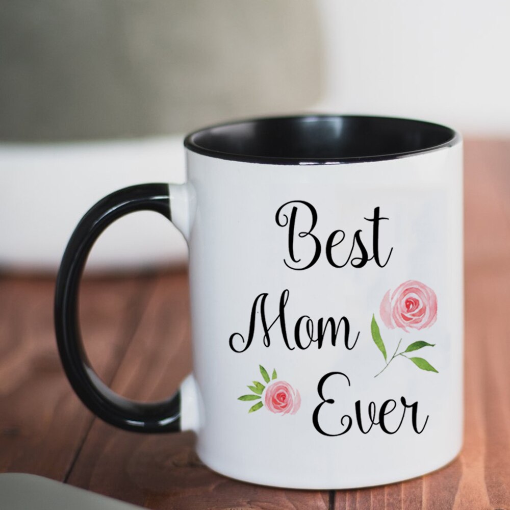 Best Mom Ever Ceramic Coffee Mug 350ml Mother Day Mom Mama Cup Travel Mug and Cup: Black